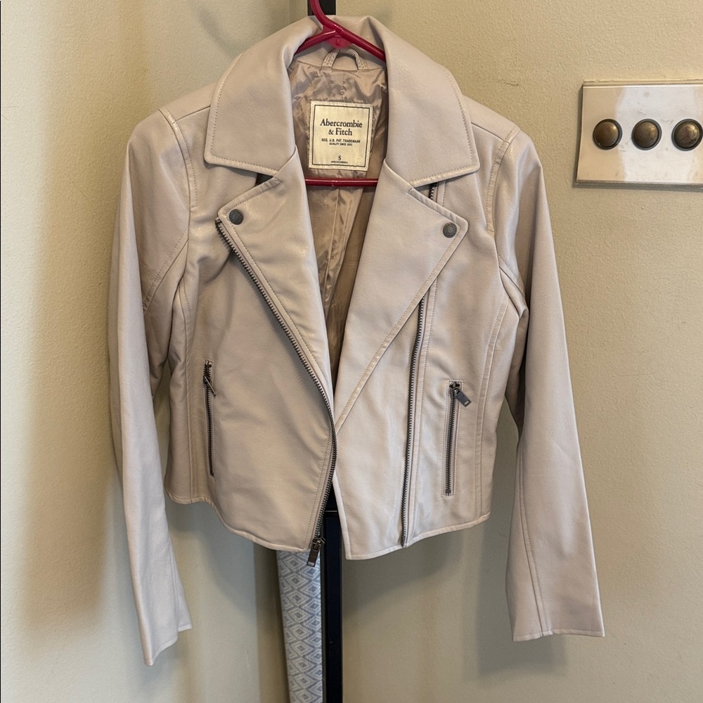 Abercrombie & Fitch Women's Light Tan Faux Leather Jacket